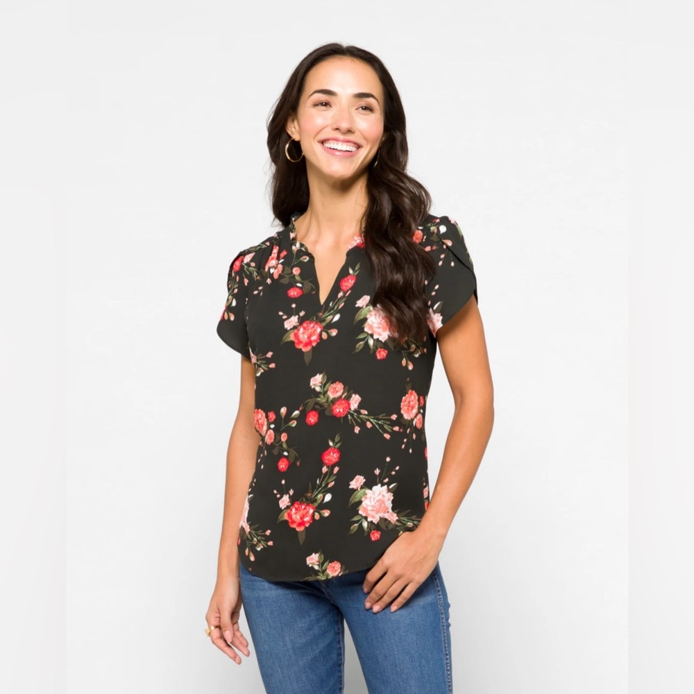 41 Hawthorn Green Fitted Short Sleeve Blouse